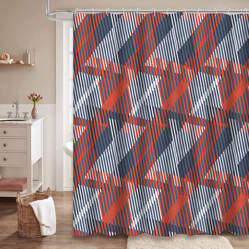 Rideau de douche imperméable abstrait à motif géométrique à 12 crochets, L 72 po x l 78 po