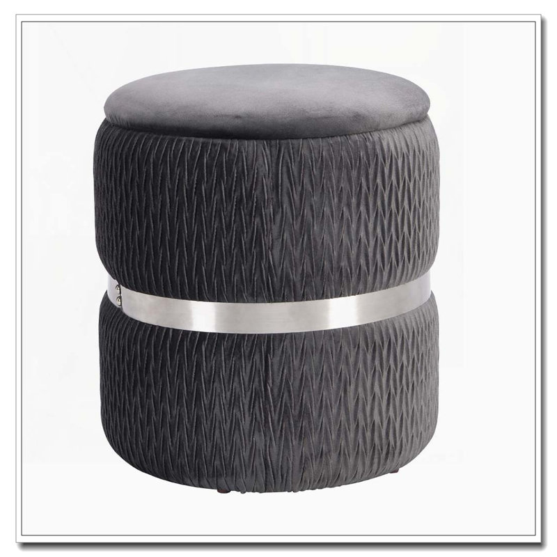 Repose-pieds rond moderne en velours avec rangement