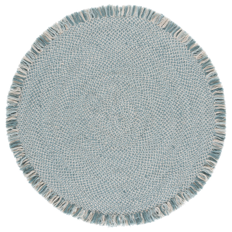 Braided Hand Woven No Pattern Indoor Rug, 4'-0" x 4'-0" Round
