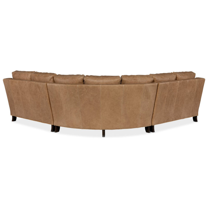 Marleigh Sectional, Alpine Dark Grey Genuine Leather, Cone Cobblestone
