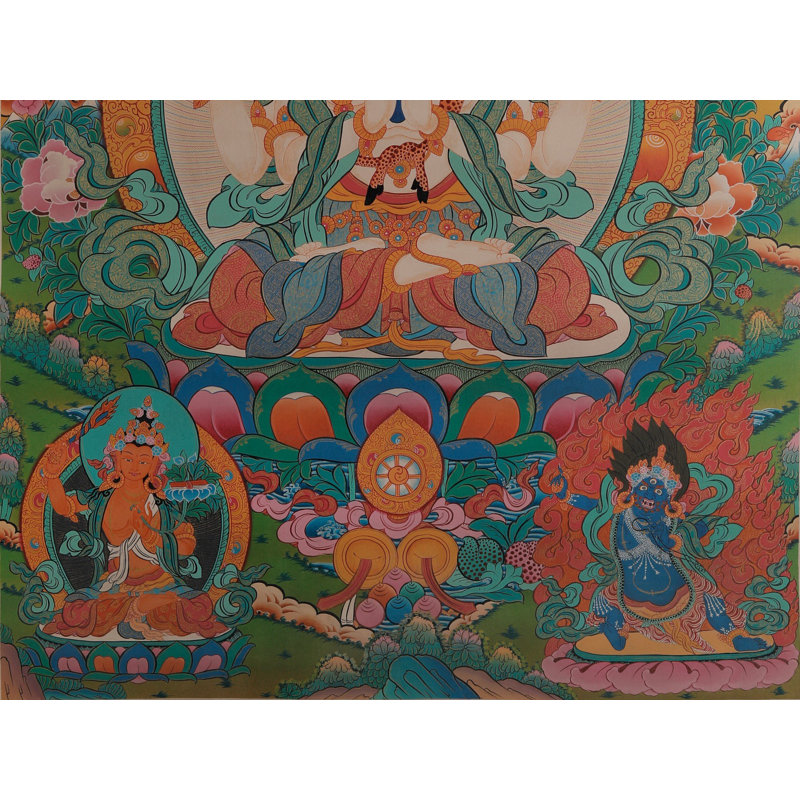 Tibetan Buddhist Deity - Chenrezig (Brocadeless Thangka)