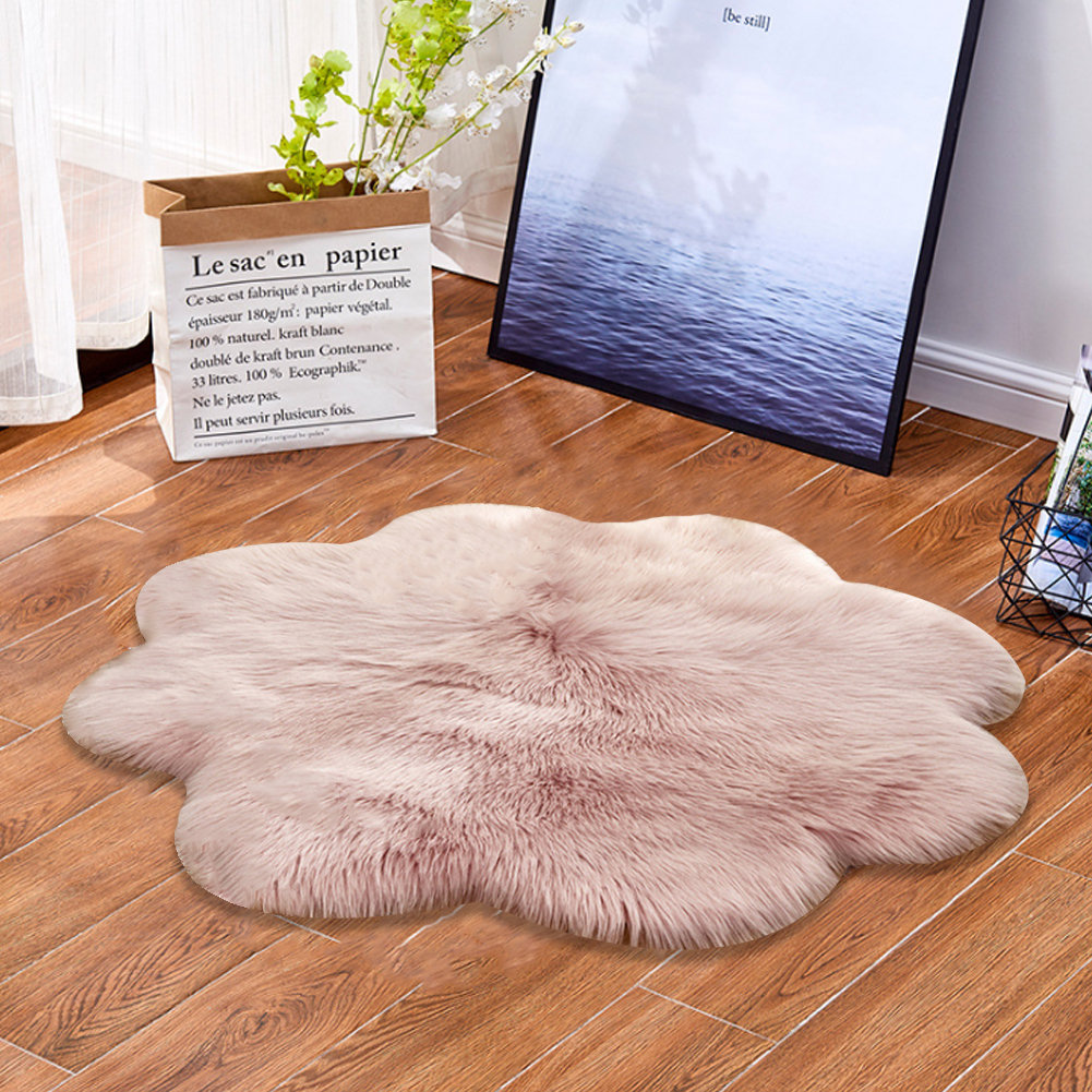 Solid Colour Faux Sheepskin 90cm X 90cm Area Rug