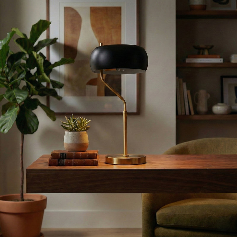 Lampe de chevet - extérieur noir - intérieur blanc