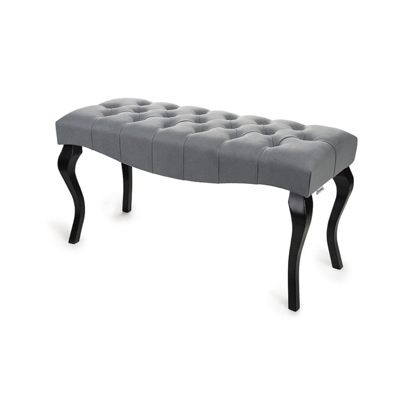 Masboro 45cm Wide Velvet Tufted Rectangle Footstool Ottoman, Black