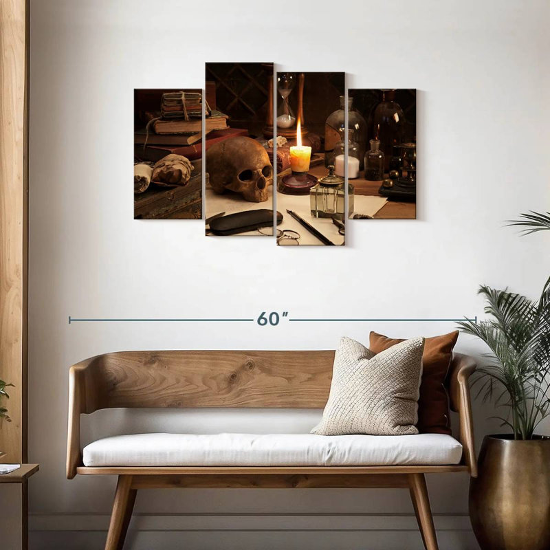 Nature morte au crâne Hitzel, H 27 po x l 43 po