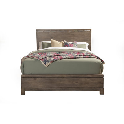  Structure de lit en bois massif vieilli gris Ashford - Grand, gris