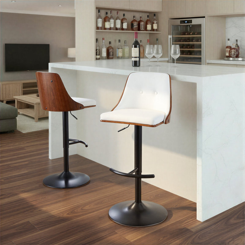 Tabouret de bar Archaimbaud, Noir / noyer, Blanc