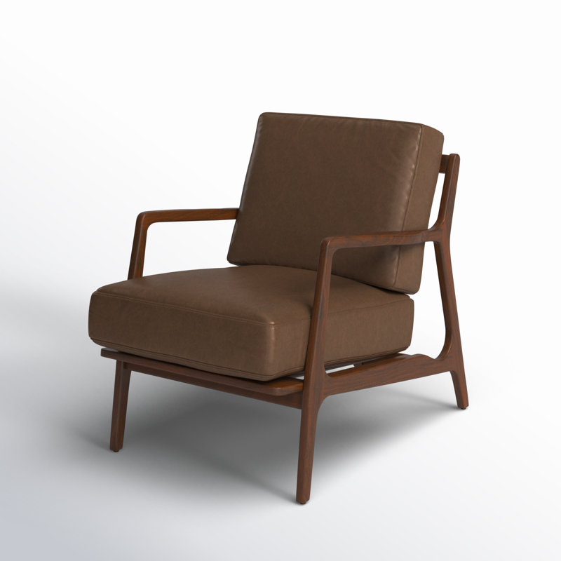 Verity Genuine Italian Leather Lounge Chair, Cocoa Brown Full Grain Leather