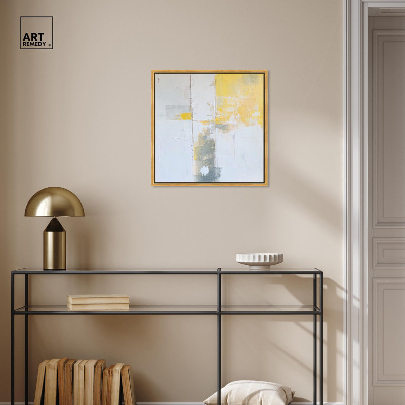 «Sunshine Ruins I Canvas Minimal Abstracts» par Art Remedy, Cadre flottant doré, H 21 po x l 21 po x P 1,8 po