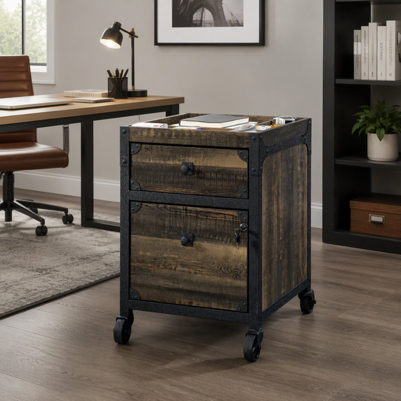 Classeur mobile à 2 tiroirs avec tiroirs pleine extension et rangement verrouillable, parfait pour les bureaux modernes et les petits espaces.