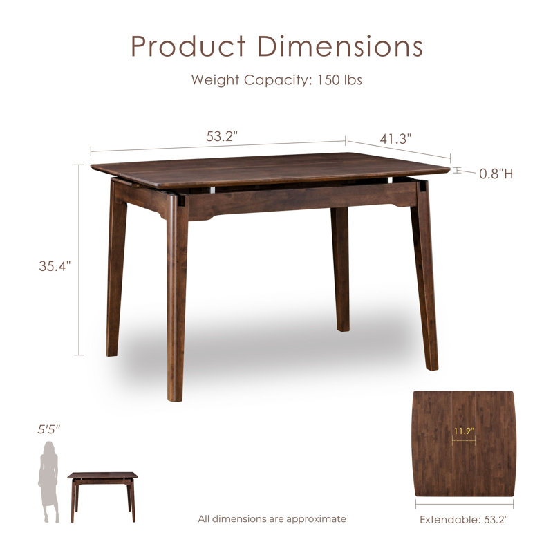 Rozella Expandable Counter Height Solid Wood Dining Table