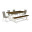 L'ensemble de table de cuisine 6 pièces comprend une table en bois jacobine vieillie, un banc de salle à manger et 4 chaises Parson en tissu de lin Shitake foncé à haut dossier - Lin brossé blanc-2146051012-2146051010-2146051011