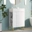 Meuble-lavabo blanc de 21,6 po avec lavabo en céramique et rangement sur le côté gauche-1892308713