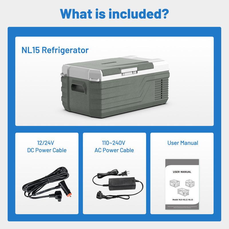 Compact Green HDPE 16 Quart Portable RV Refrigerator