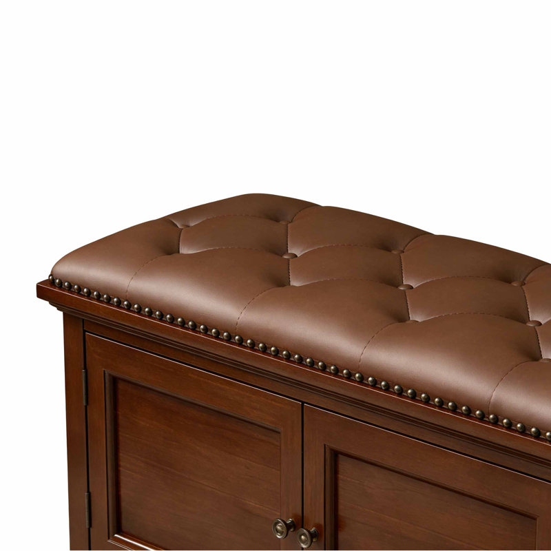 Shoe Storage Bench, 17.72" H x 39.37" W x 13.78" D, Brown