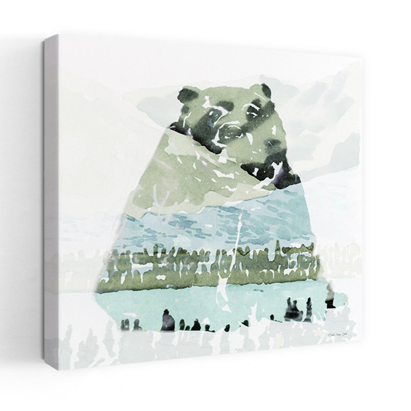 Bear Impression 1 Abstract Contemporary Bear Landscape Nature Art, 18" H x 18" W