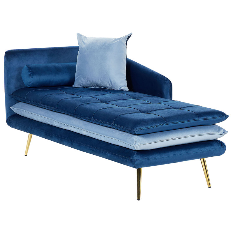 Lisco Velvet Chaise Lounge, Blue