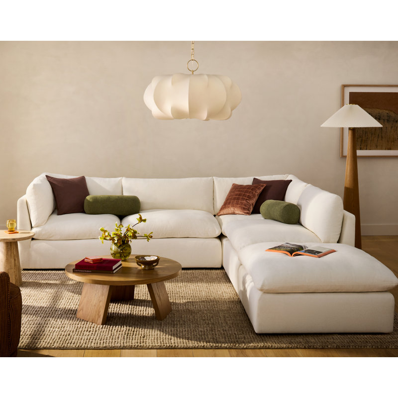 Canapé modulaire rembourré 5 pièces Annabella, Chenille Elite Performance texturée ivoire Elite