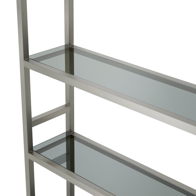 Corrado I Bookcase, Black/Brushed Steel/Smoke