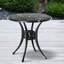 Table de salle à manger ronde de 30 po avec trou pour parasol, table de bistro antique en fonte d'aluminium, finition noire, trou noir réglable pour la position des pieds, table d'extérieur. Structure rouillée, configuration de base stable