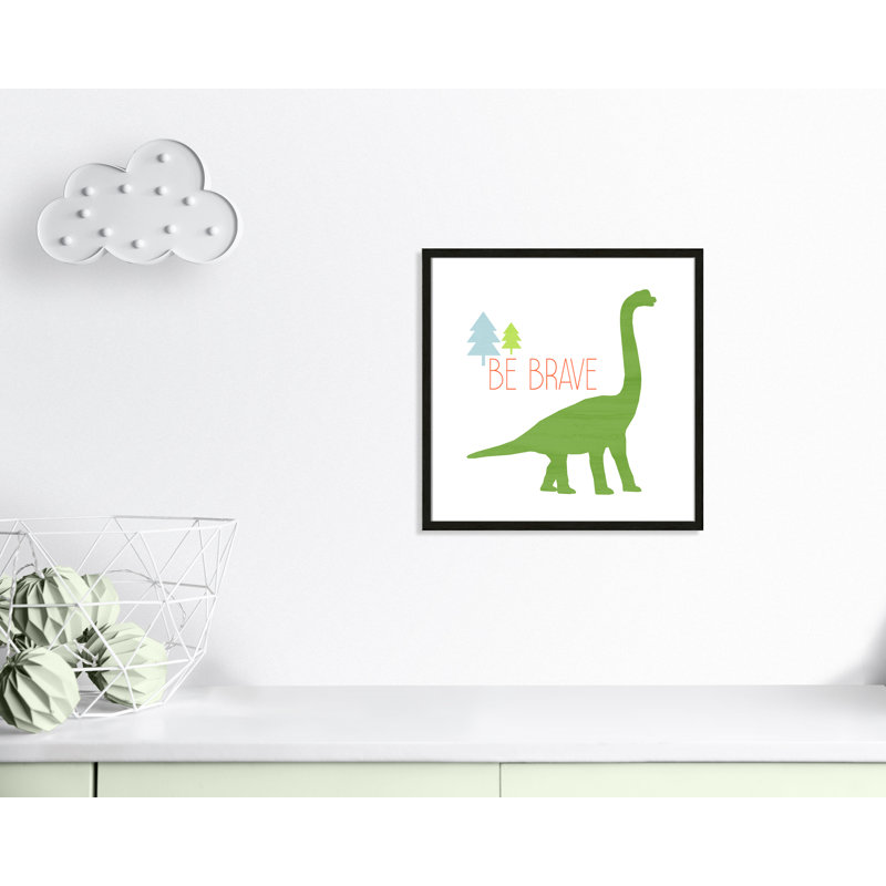 Dino Brave 1 ', art encadré, 22.5" H x 22.5" W x 1.18" D, Cadre boîte à grain de bois noir