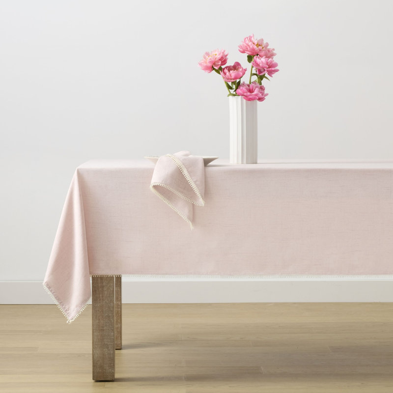 Lenox French Perle Solid Tablecloth, 60"X102" Rectangle, Blush