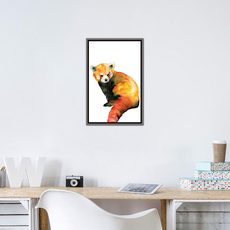 Art panda, Toile encadrée de bois rustique foncé, H 40 po x l 26 po x P 1,5 po