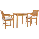 Hearne Outdoor 3 - Piece Teak Dining Set with Cushions