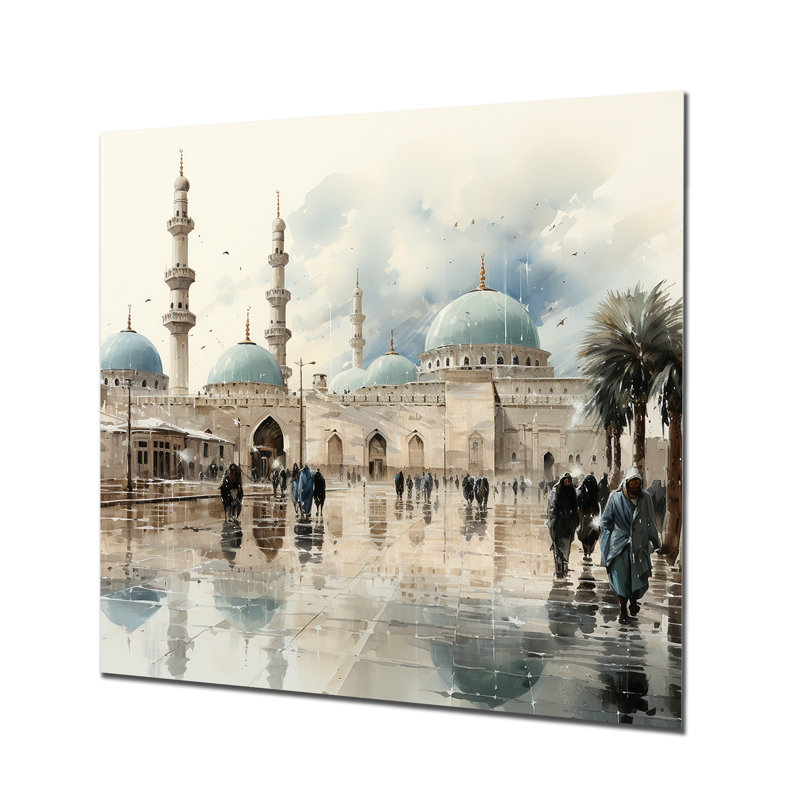«Mosquée blanche et bleue», art mural, H 29 po x l 29 po