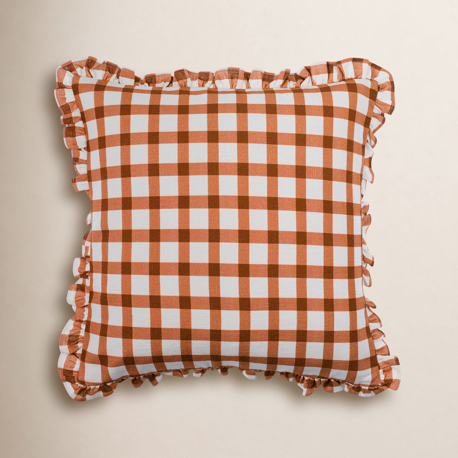 Zeppelin Cotton Pillow Cover, 20" x 20", Orange Plaid, Pillow Cover Only - No Insert