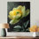 «Yellow Green Elegant Emblem Pe pivons», impression d'art mural pivoines