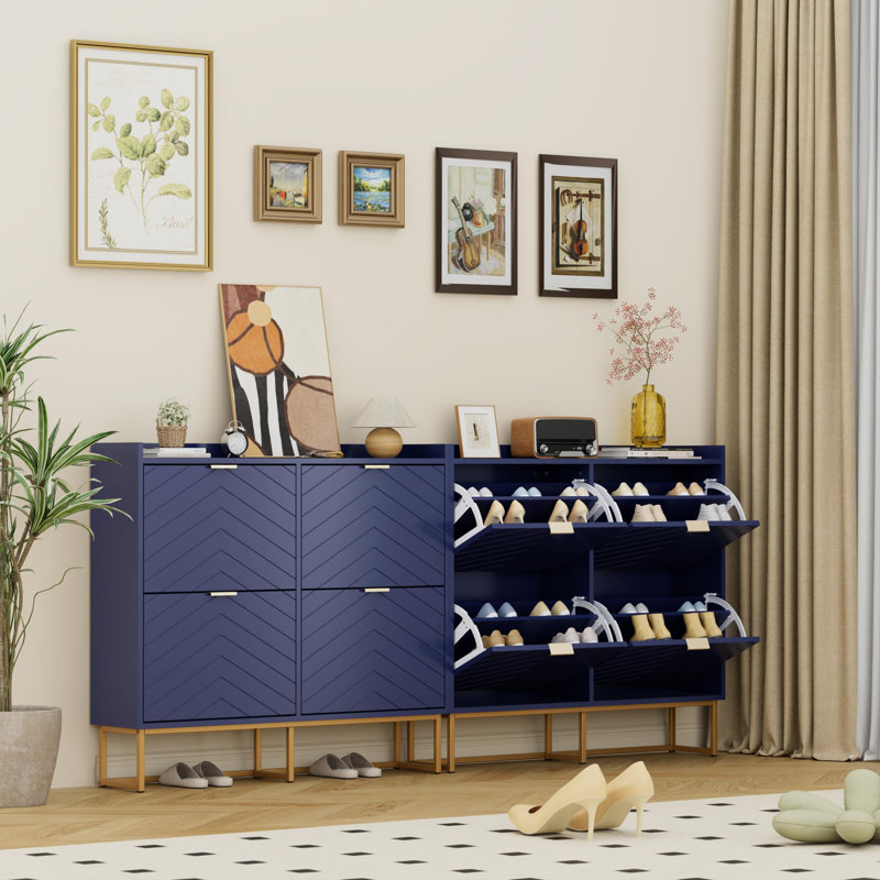 20 Pair Flip Down Shoe Storage, Blue