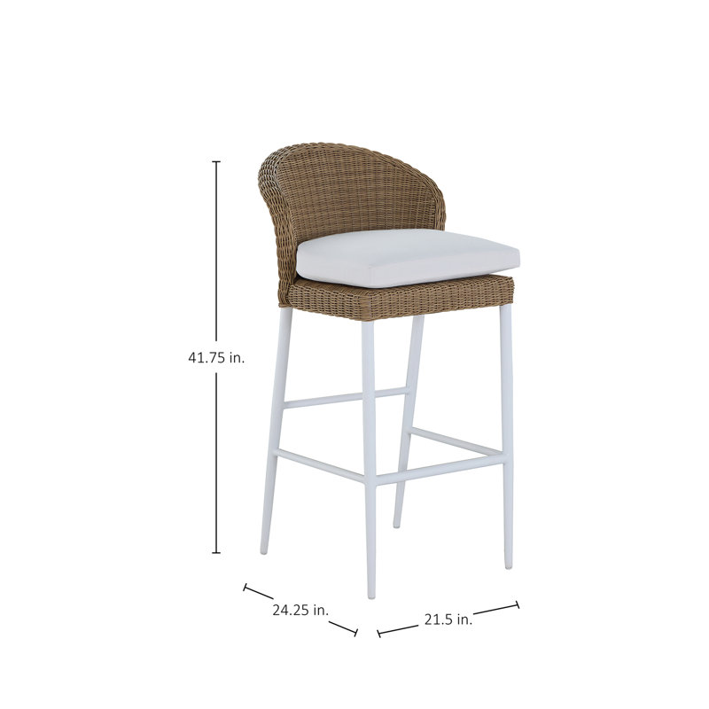 Tabouret de bar en résine tressée Dune, Welt + bourre standard, Blanc naturel Availa