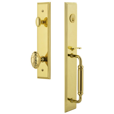 Carré One-Piece Handleset with Single Cylinder Deadbolt and C Grip with Grande Victorian Knob