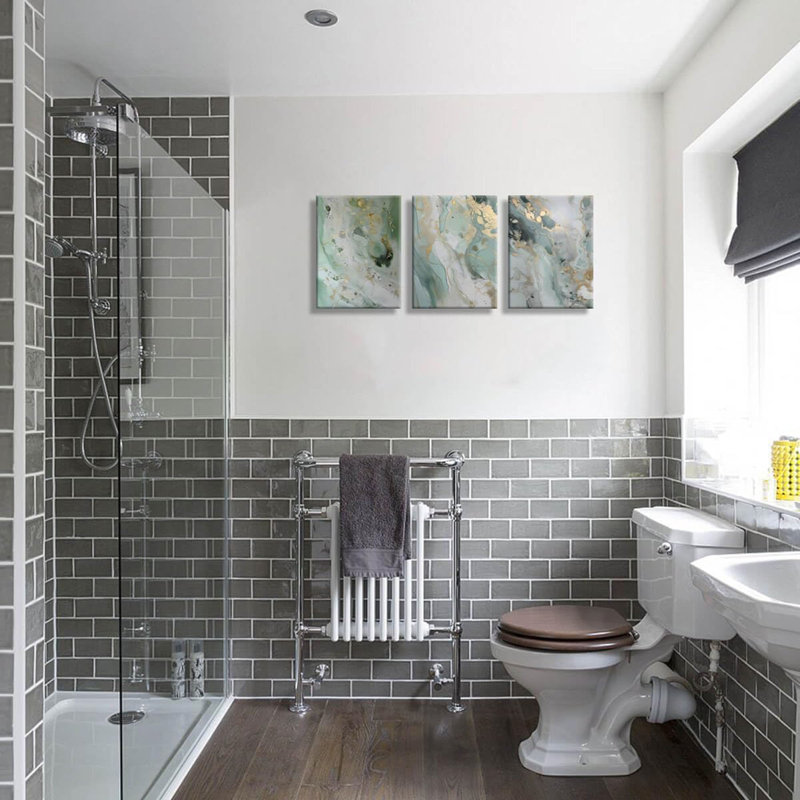 Sage Green Decor - Art mural abstrait, impressions sur toile vert émeraude, art mural pour ensemble de chambre à coucher, ensemble de 3 œuvres d'art abstraites pour la maison