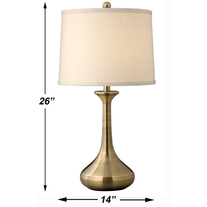 Metallic Drop 26" Satin Antique Brass Table Lamp, Satin Antique Brass, Beige, Clear Gold