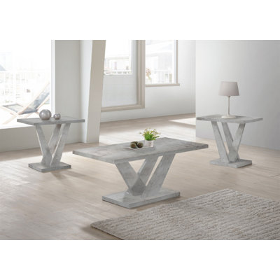 3PC Gray Coffee Table Set Coffee Table And 2 End Tables Rectangular Square Shape Contemporary Style Living Room Home Furniture (Only Including Table)