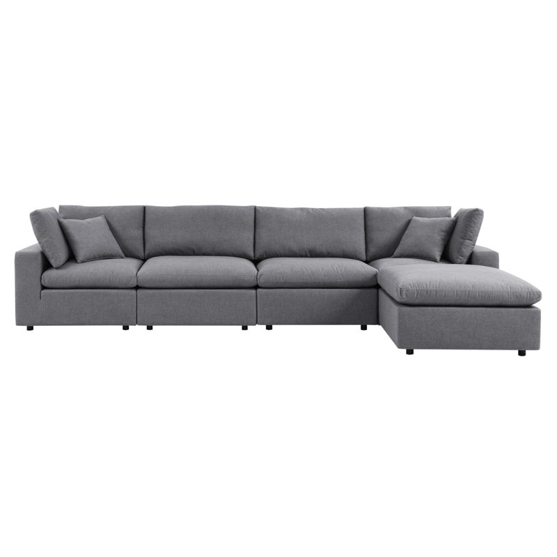 Modway Commix 5-Piece Sunbrella Outdoor Patio Sectional Sofa, Gray