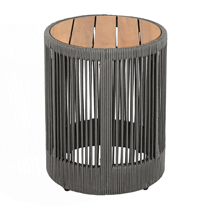 Table d'appoint d'extérieur en corde de rotin