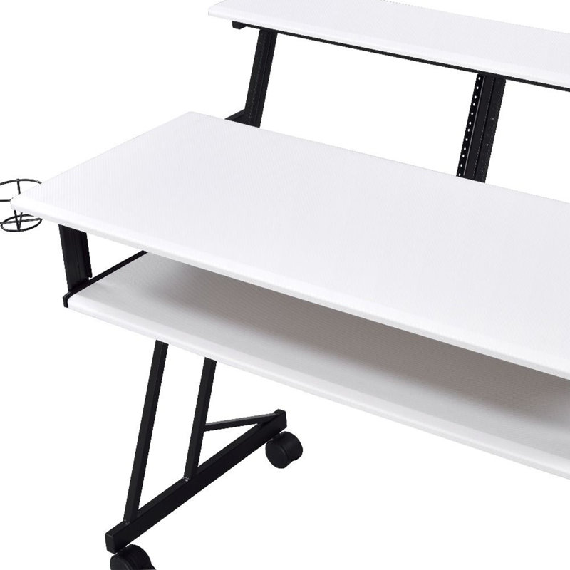 Music Studio Producer Recording Piano Stand Desk, Unique & Smart Design Workstation Table, White