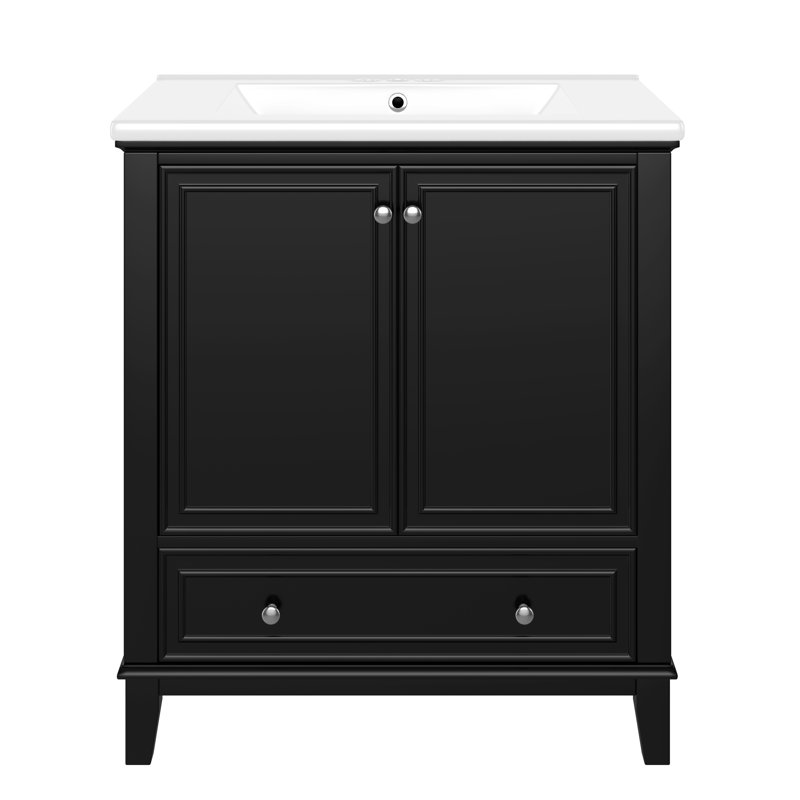 Meuble-lavabo 30 po avec comptoir en céramique, Noir