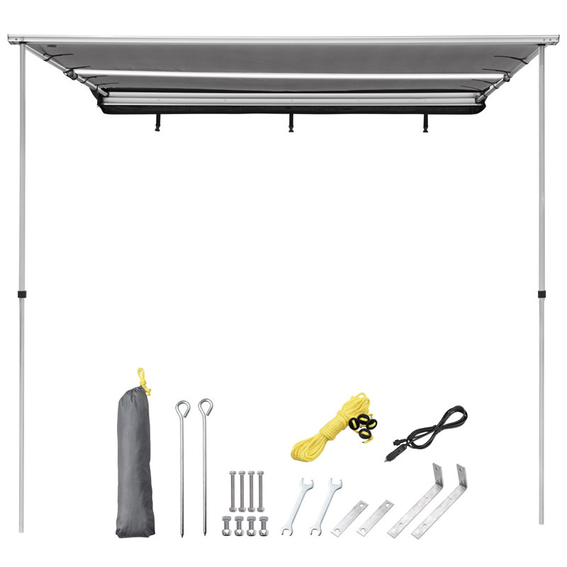 Yescom Fabric, Metal Cover Retractable Side Awning, 98.43" H x 91.54" W x 86.61" D, Beige
