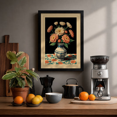 Chrysanthemum Arrangement Botanical - Framed Print