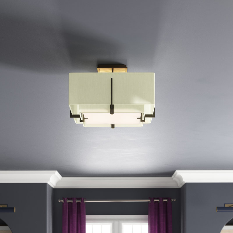 Exos 2 - Light Semi Flush Mount, Flax, Vintage Platinum