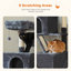 Tour pour chat à plusieurs niveaux avec 8 poteaux en sisal, 2 hamacs, 2 condos, grand perchoir et 3 pompons pour les chats actifs qui veulent grimper et se reposer-1156565481