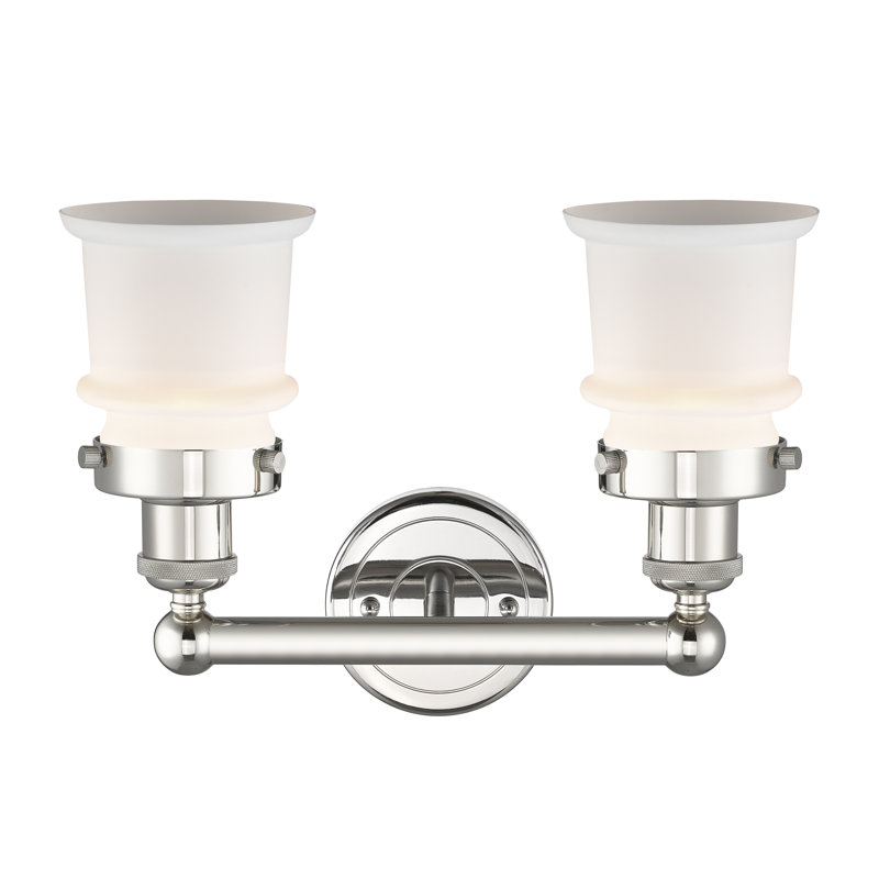 Petit meuble-lavabo pour salle de bain 2 lumières Cailen de la collection Edison, Blanc mat, Nickel poli
