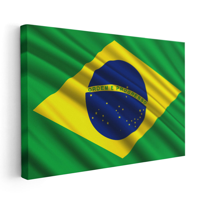 Drapeau du Brésil flottant - reproduction d'art sur toile, H 24 po x l 36 po