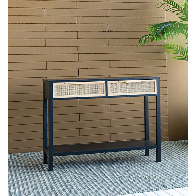 Rattan 2-Drawer Console Desk