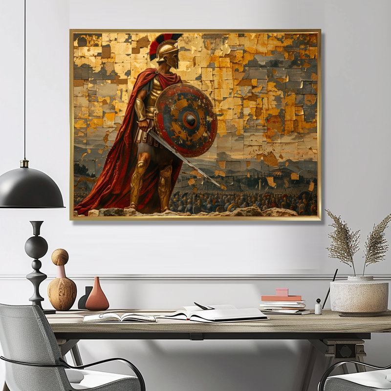 Bethnal - Army Army, art mural encadré, Toile avec cadre flottant or, H 34 po x l 44 po x P 1,5 po