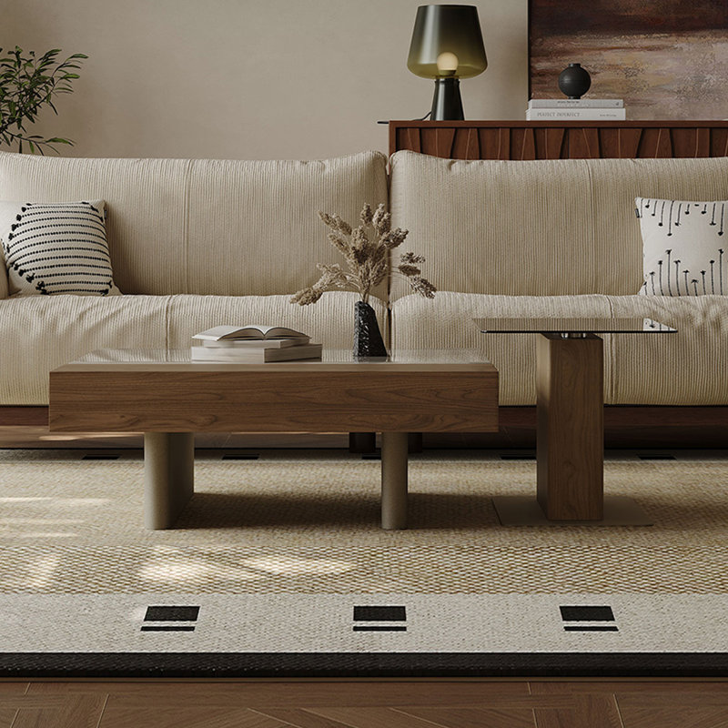 Ensemble de tables basses avec plateau en marbre et verre